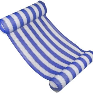 Blue and White Inflatable Pool Float with Pump